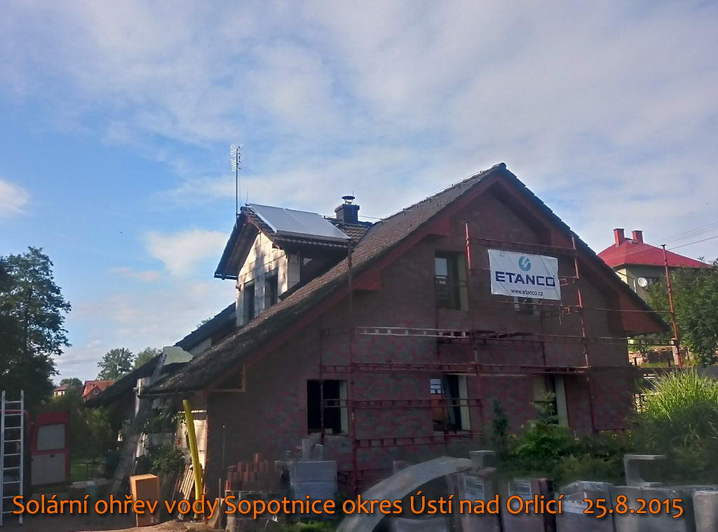 Solární ohřev vody - Sopotnice okres Ústí nad Orlicí