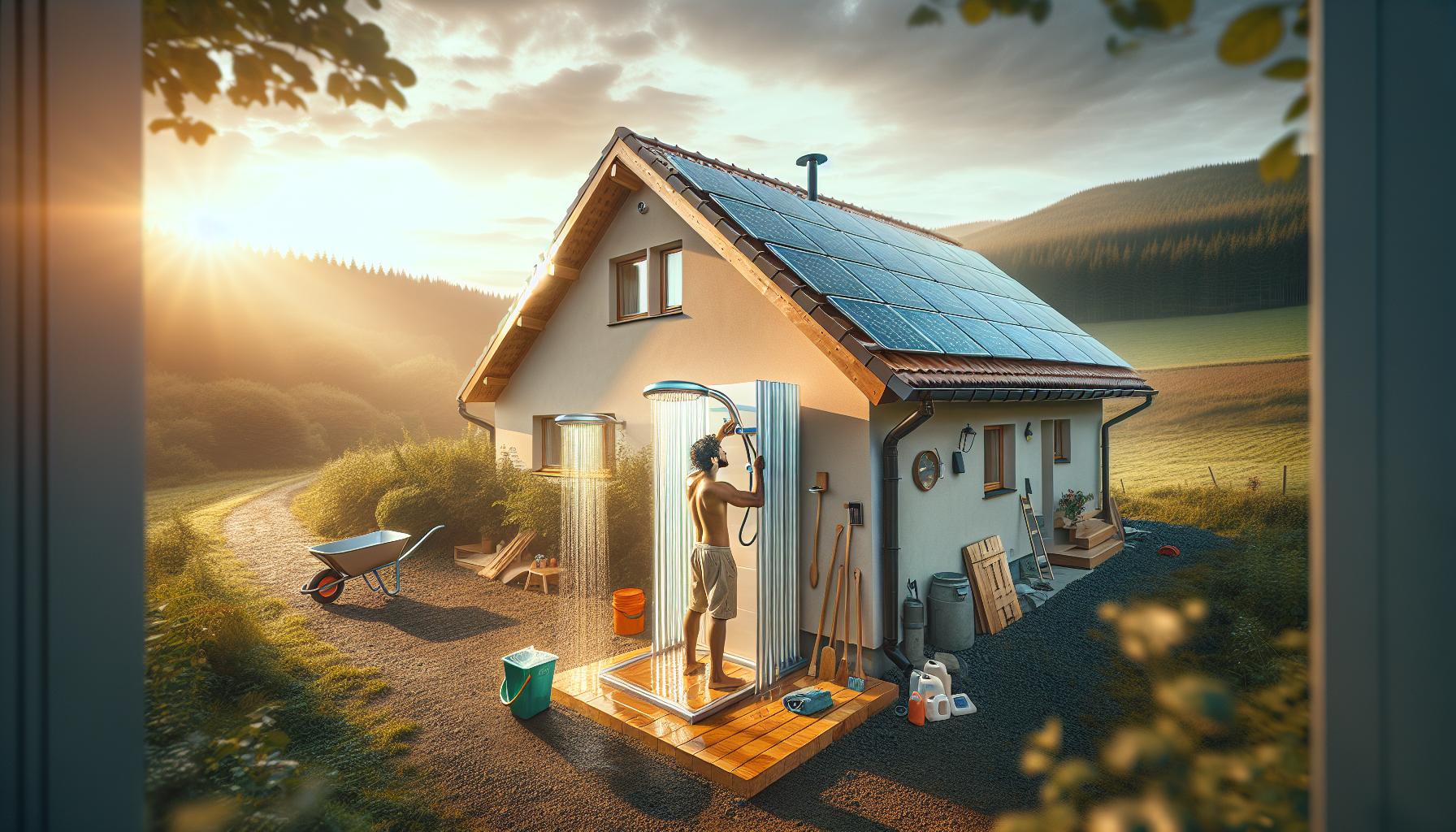 Kroky k pevnému připevnění solární sprchy
